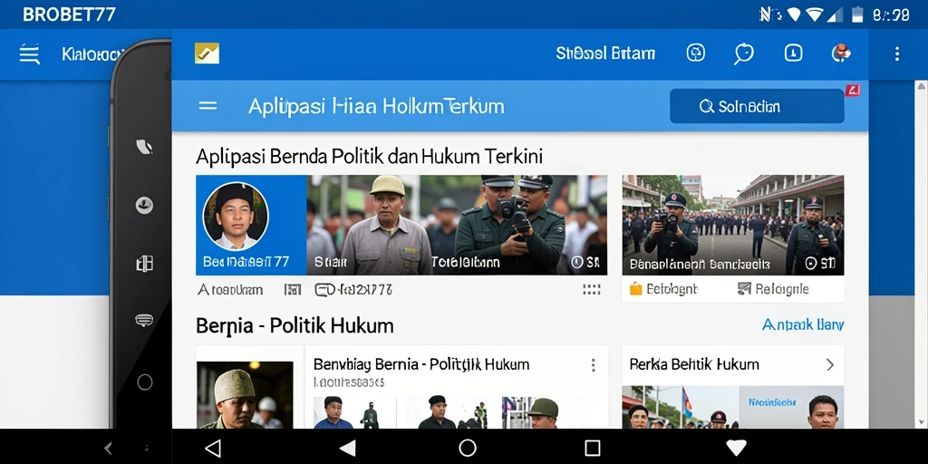 Antarmuka aplikasi BROBET77 untuk berita politik dan hukum.