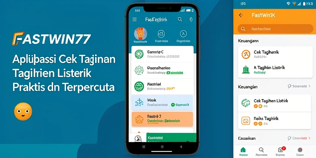 Antarmuka aplikasi FASTWIN77 untuk cek tagihan listrik yang praktis.