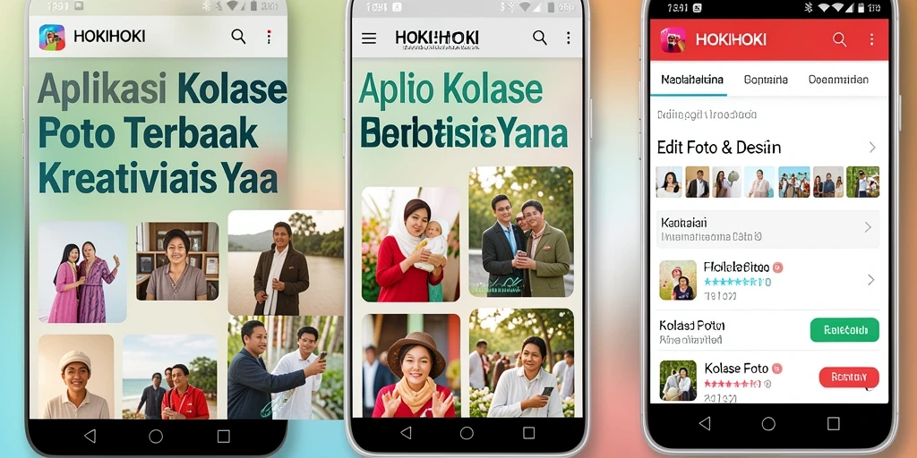 Antarmuka HOKIHOKI yang sederhana dan inovatif untuk kolase foto.