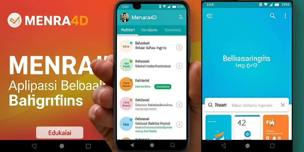 Screenshot antarmuka aplikasi MENARA4D untuk belajar Bahasa Inggris.