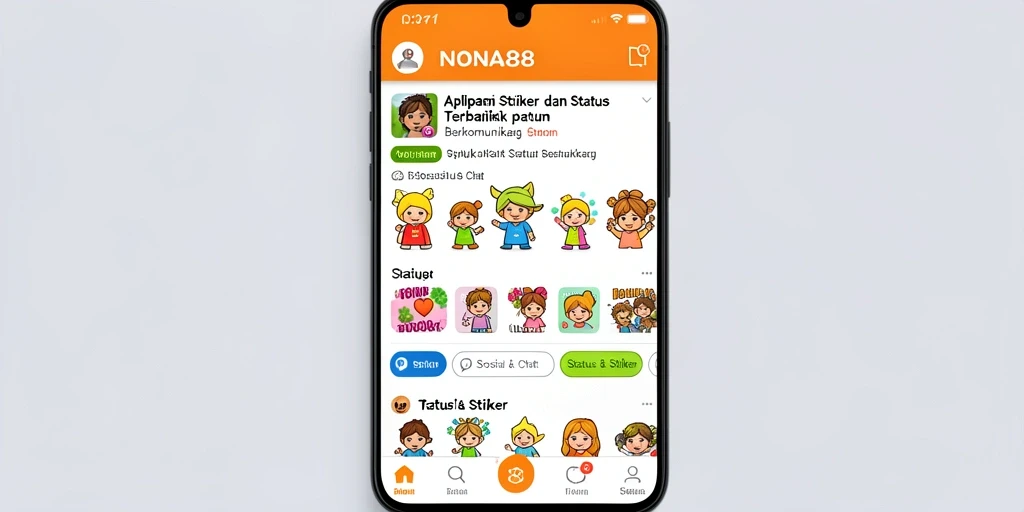 Antarmuka NONA88 dengan berbagai pilihan stiker menarik.