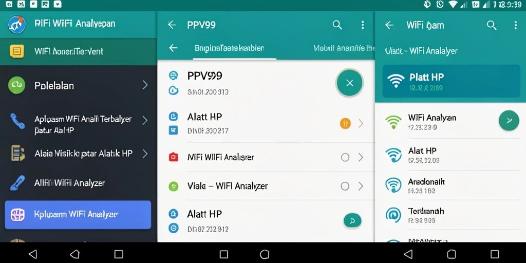 Tampilan antarmuka aplikasi PPV99 untuk pemindaian WiFi.