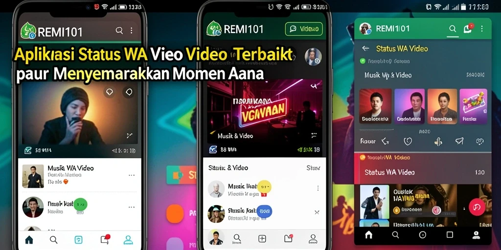 Tampilan antarmuka REMI101 dengan berbagai pilihan video status.