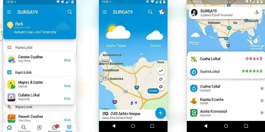 Tampilan antarmuka aplikasi SURGA19 yang menampilkan data cuaca lokal.